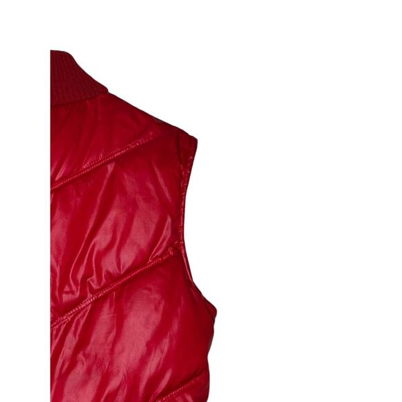 Old Navy Womens Vests Puffer Full Zip Rib Knit Collar Lined Sleeveless Red Small - Picture 8 of 10